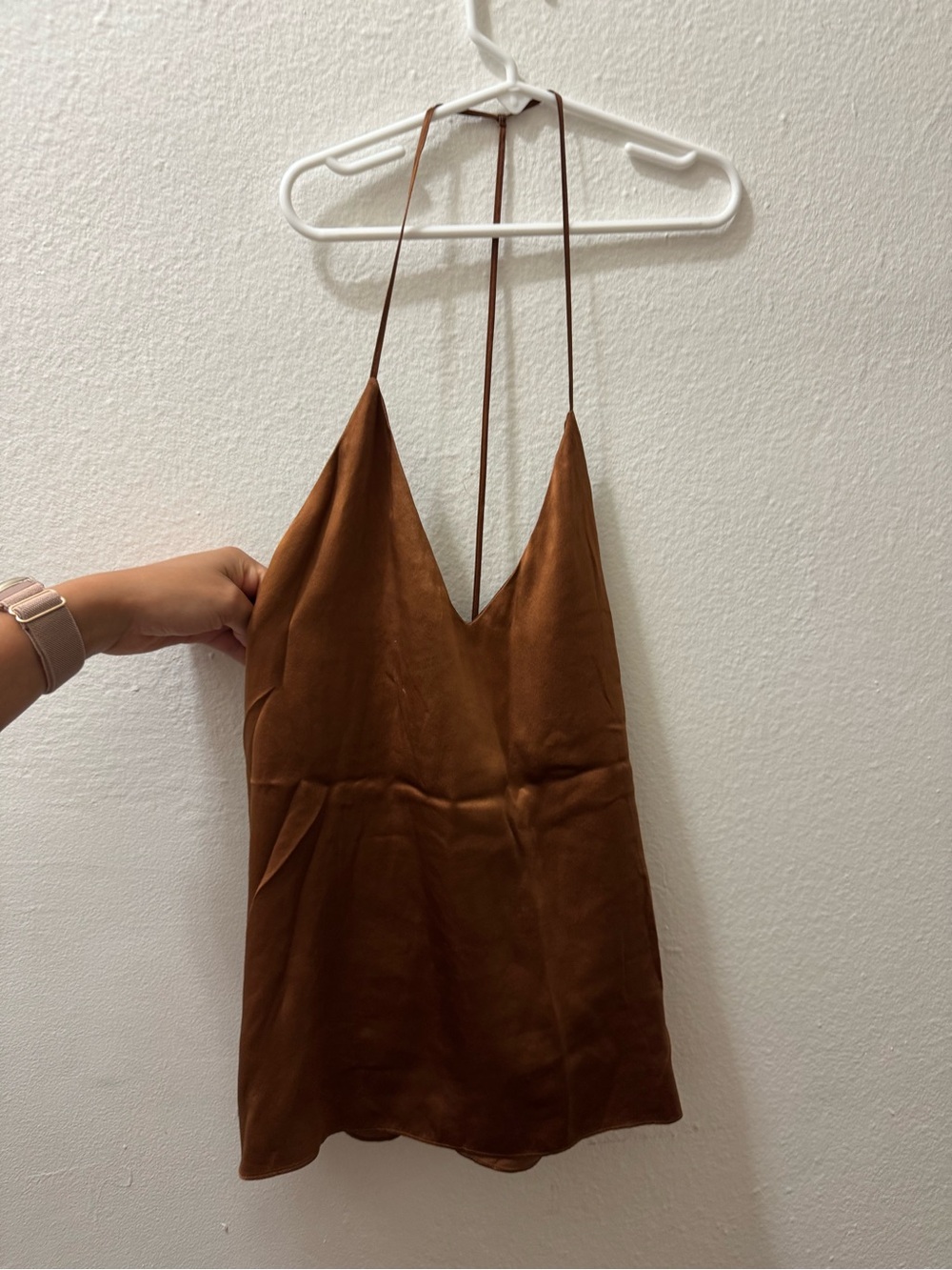 Brown Halter V-Neck Women's Tank Top